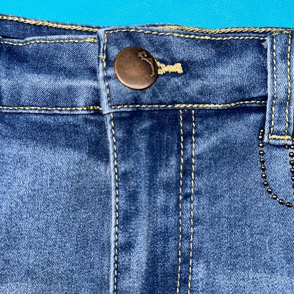 Dollhouse High waist Denim Rainbow Stripe Cutoff Shorts - Picture 5 of 8